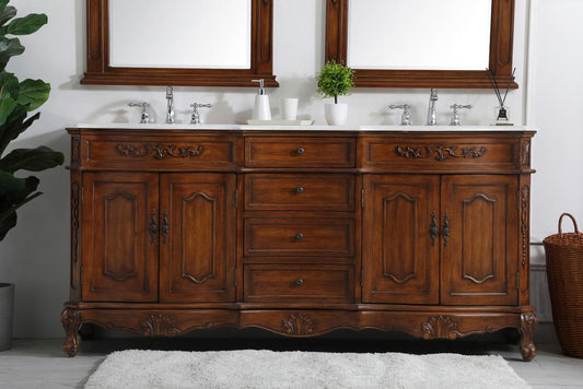 Elegant Furniture & Lighting - Danville 72 inch Double Bathroom vanity in Teak with ivory white engineered marble - VF10172DTK-VW veiw 2