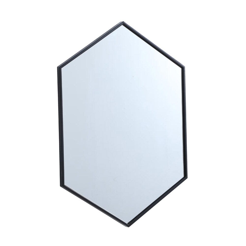 Elegant Furniture & Lighting - Decker Metal frame hexagon mirror 24 inch in Black - MR4424BK veiw 1