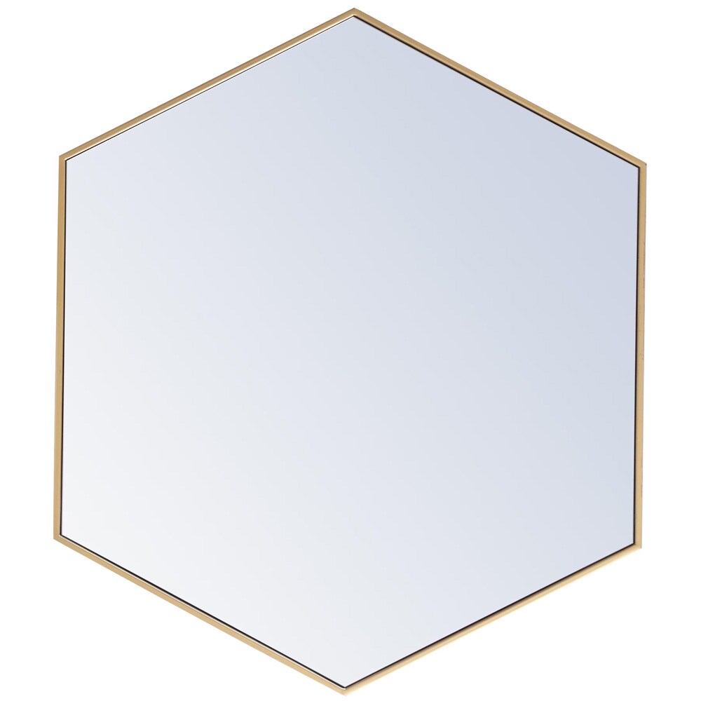 Elegant Furniture & Lighting - Decker Metal frame hexagon mirror 41 inch in Brass - MR4541BR veiw 1