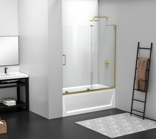 Elegant Furniture & Lighting - Devon Frameless tub door 60 x 60 Brushed Gold - TD444-6060BGD veiw 2