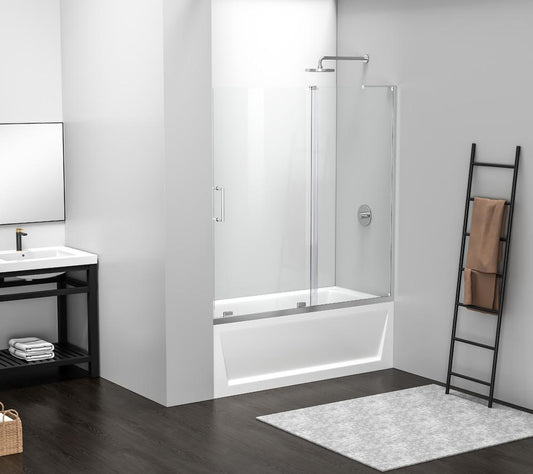 Elegant Furniture & Lighting - Devon Frameless tub door 60 x 60 Polished Chrome - TD444-6060PCH veiw 2