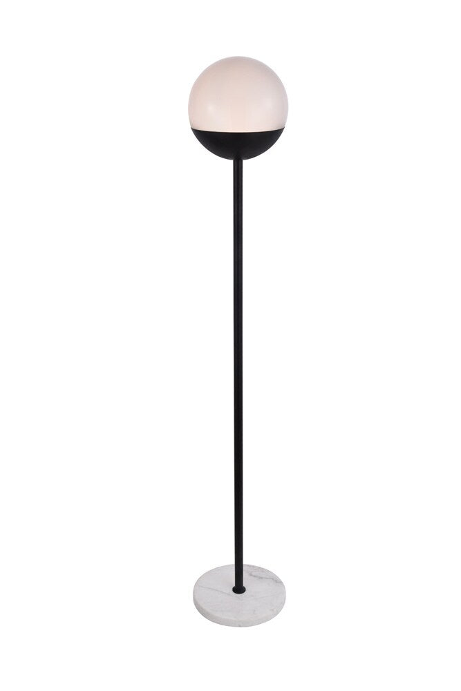 Elegant Furniture & Lighting - Eclipse 1 Light Black Floor Lamp With Frosted White Glass - LD6146BK veiw 1