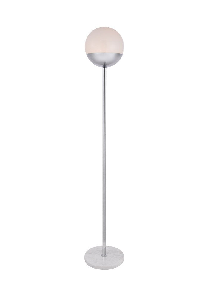 Elegant Furniture & Lighting - Eclipse 1 Light Chrome Floor Lamp With Frosted White Glass - LD6148C veiw 1