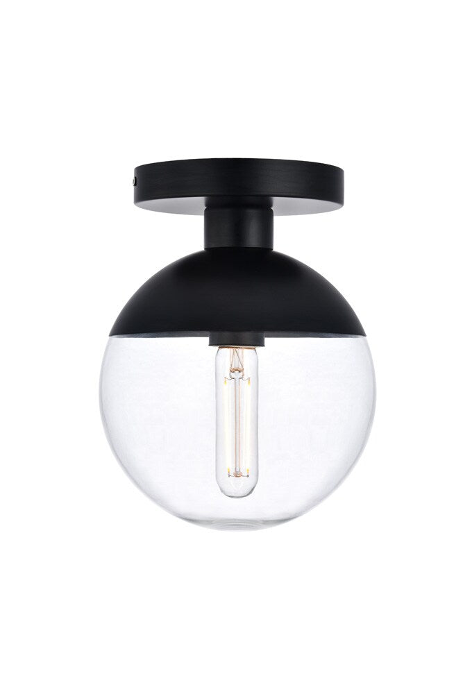 Elegant Furniture & Lighting - Eclipse 1 Light Black Flush Mount With Clear Glass - LD6051BK veiw 1