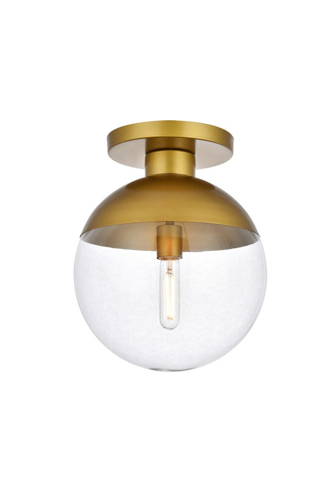Elegant Furniture & Lighting - Eclipse 1 Light Brass Flush Mount With Clear Glass - LD6061BR veiw 1