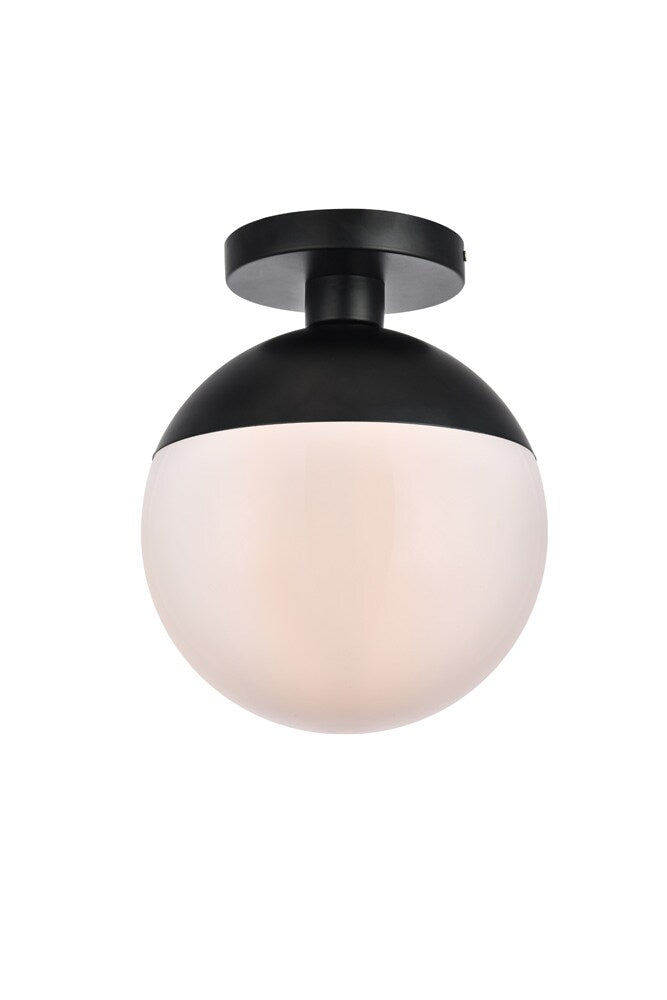 Elegant Furniture & Lighting - Eclipse 1 Light Black Flush Mount With Frosted White Glass - LD6062BK veiw 1