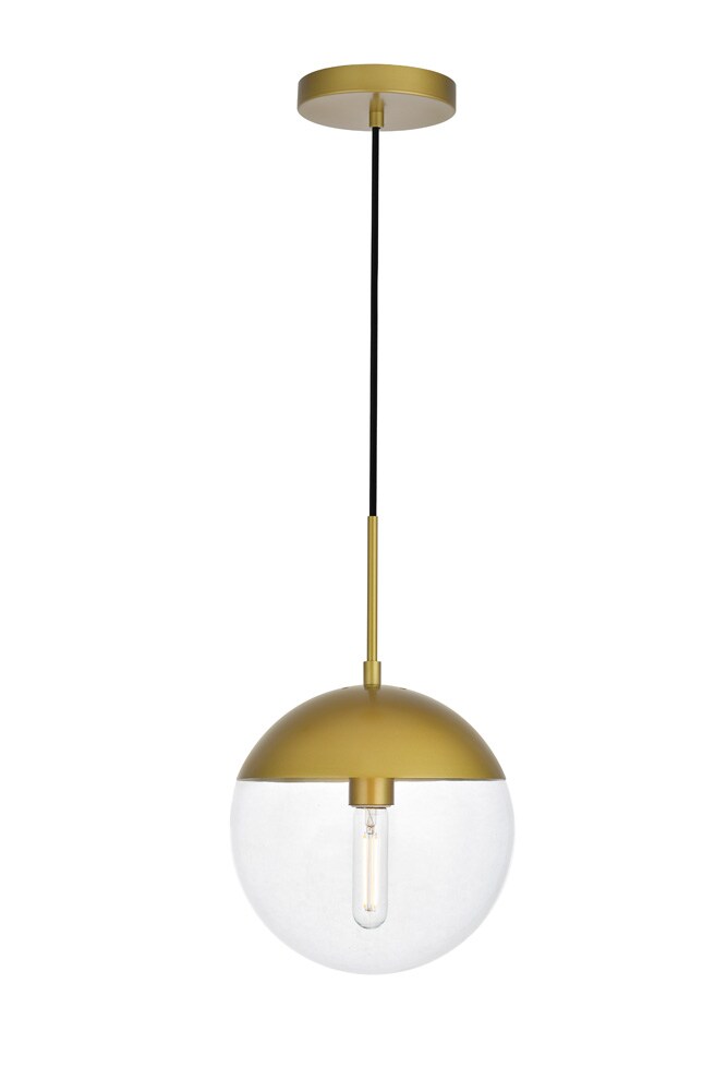 Elegant Furniture & Lighting - Eclipse 1 Light Brass Pendant With Clear Glass - LD6037BR veiw 1