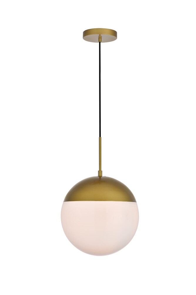 Elegant Furniture & Lighting - Eclipse 1 Light Brass Pendant With Frosted White Glass - LD6042BR veiw 1