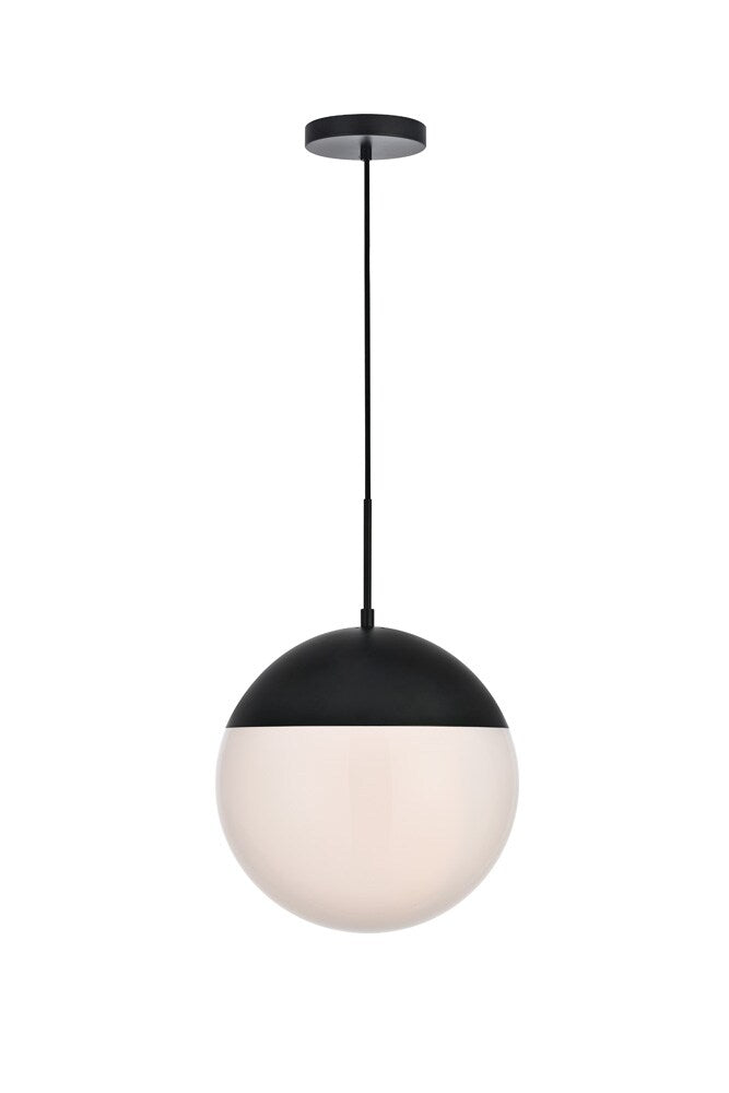 Elegant Furniture & Lighting - Eclipse 1 Light Black Pendant With Frosted White Glass - LD6044BK veiw 1