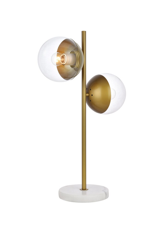 Elegant Furniture & Lighting - Eclipse 2 Lights Brass Table Lamp With Clear Glass - LD6157BR veiw 1