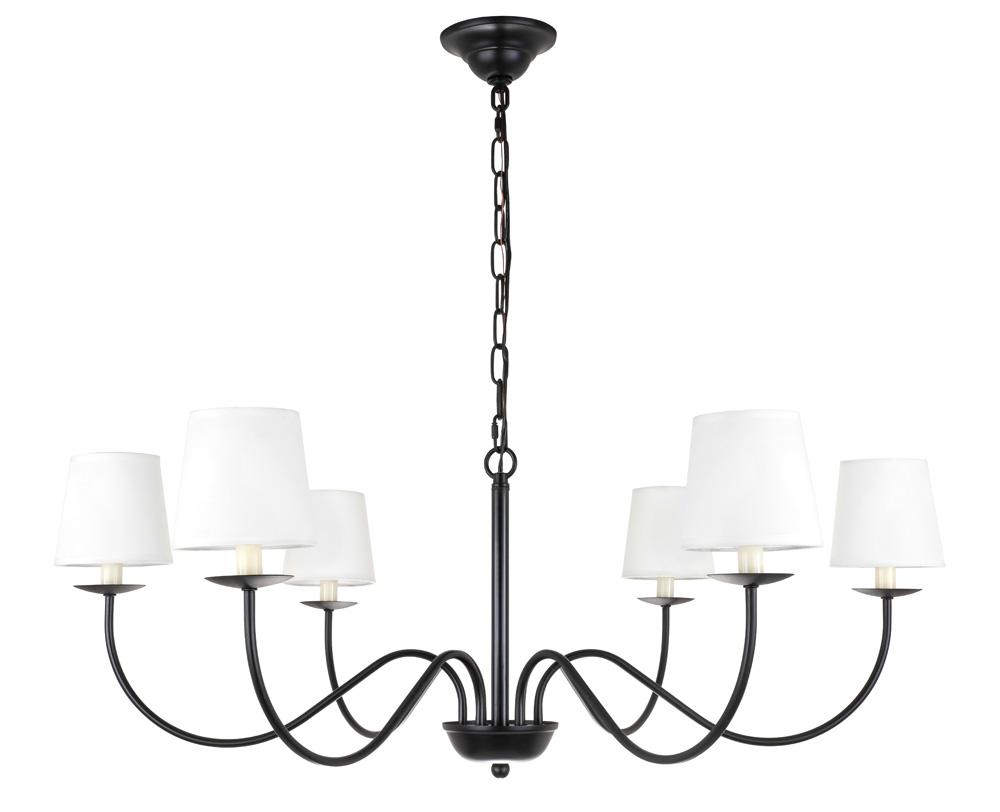 Elegant Furniture & Lighting - Eclipse 6 light Black and White shade chandelier - LD6103D37BK veiw 1