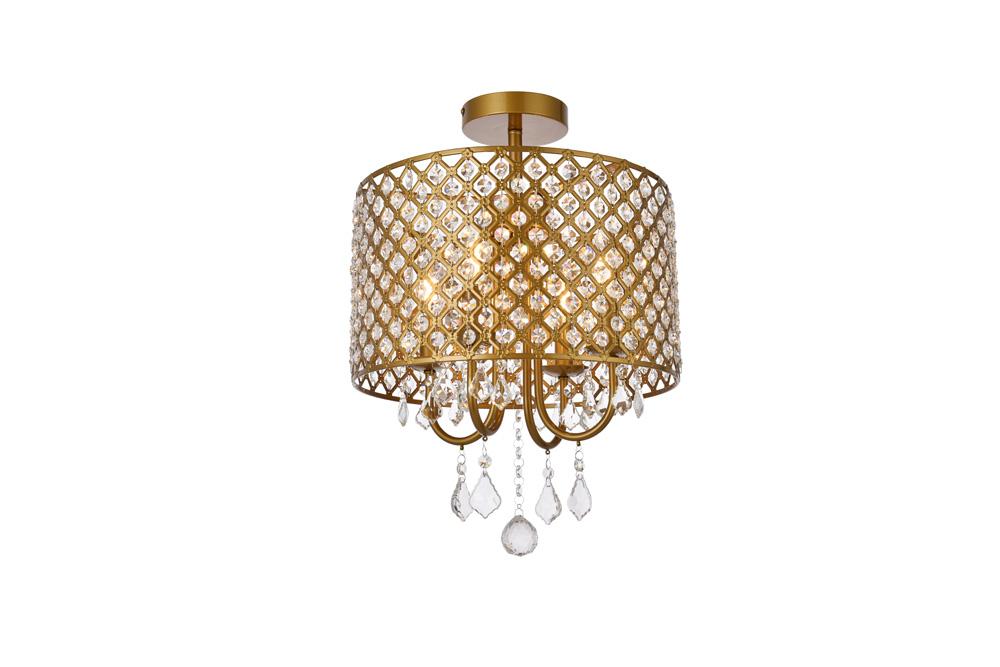 Elegant Furniture & Lighting - Elise 14 inch flush mount in brass - LD710F14BR veiw 1