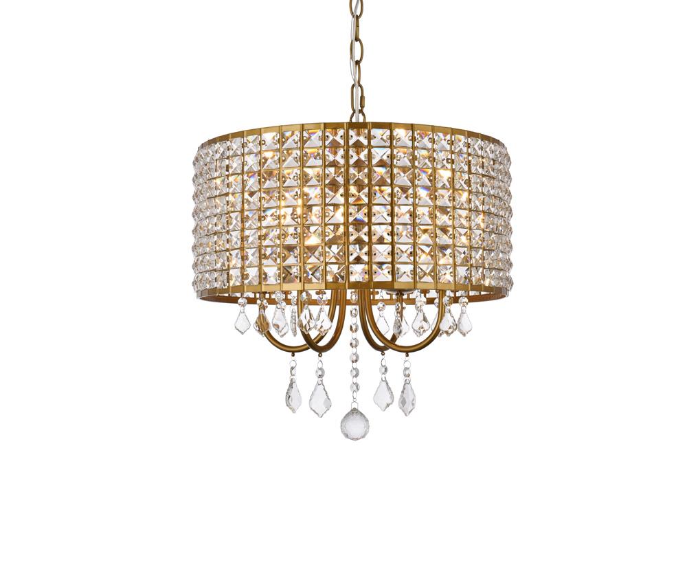 Elegant Furniture & Lighting - Elise 17 inch pendant in brass - LD713D17BR veiw 1