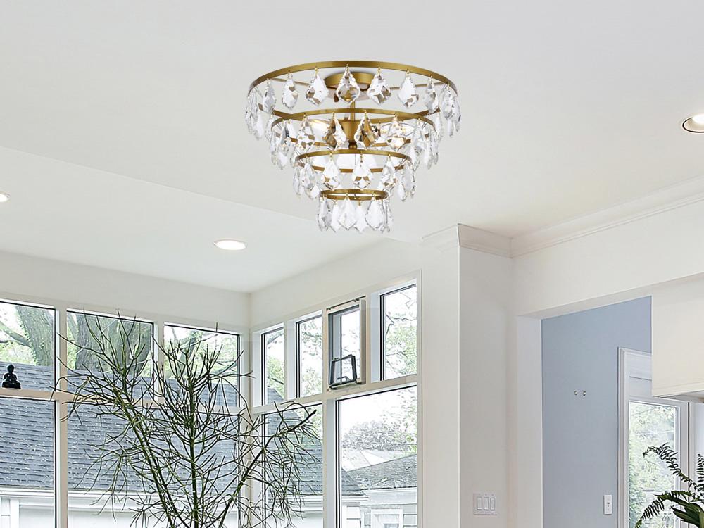 Elegant Furniture & Lighting - Ella 16 inch flush mount in brass - 1101F16BR veiw 1