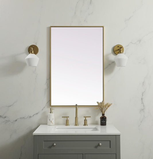 Elegant Furniture & Lighting - Eternity Metal Frame Rectangle Mirror 24x36 Inch in Brass - MR42436BR veiw 2
