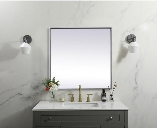 Elegant Furniture & Lighting - Eternity Metal Frame Square Mirror 24 inch in Silver - MR42424S veiw 2