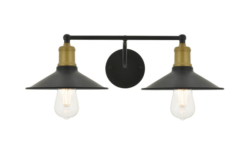 Elegant Furniture & Lighting - Etude 2 light brass and black Wall Sconce - LD4033W21BRB veiw 1