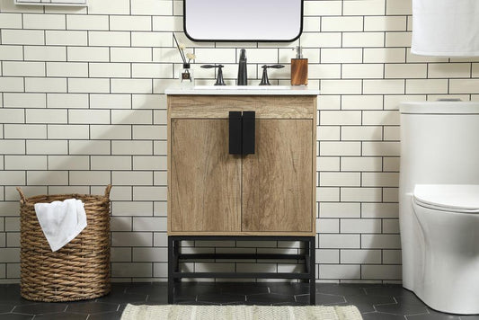 Elegant Furniture & Lighting - Eugene 24 inch Single bathroom vanity in natural oak - VF48824NT veiw 2