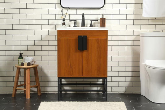 Elegant Furniture & Lighting - Eugene 24 inch Single bathroom vanity in teak - VF48824MTK veiw 2