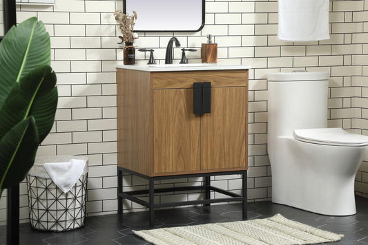 Elegant Furniture & Lighting - Eugene 24 inch Single bathroom vanity in walnut brown - VF48824WB veiw 3