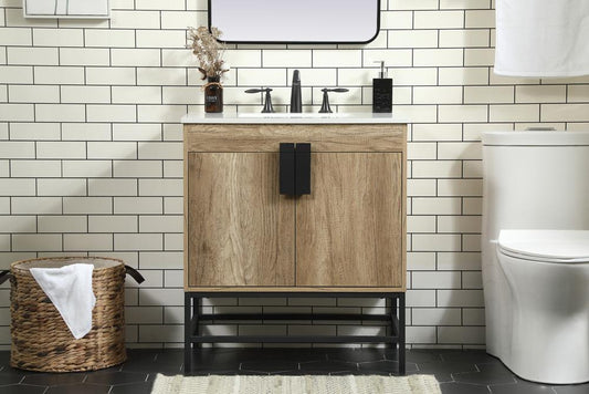 Elegant Furniture & Lighting - Eugene 30 inch Single bathroom vanity in natural oak - VF48830NT veiw 2