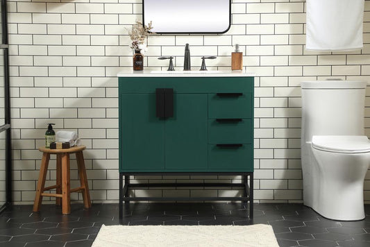 Elegant Furniture & Lighting - Eugene 32 inch Single bathroom vanity in green - VF48832MGN veiw 2