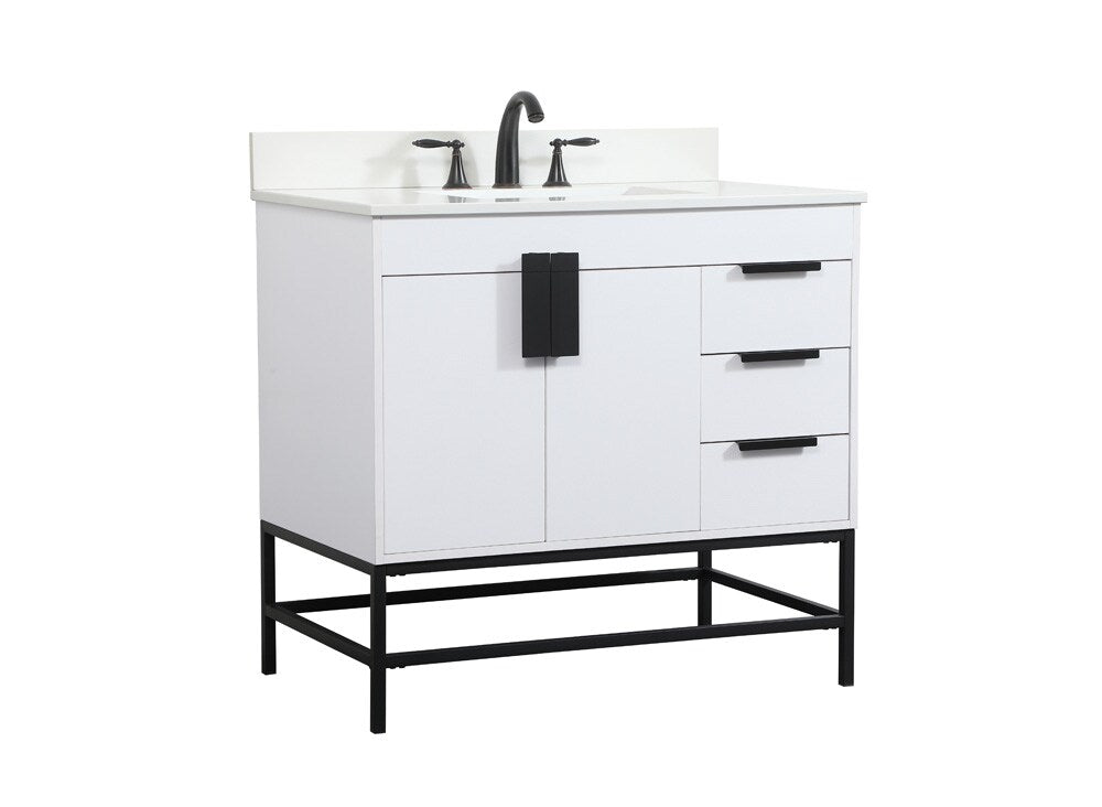 Elegant Furniture & Lighting - Eugene 36 inch Single bathroom vanity in white with backsplash - VF48836MWH-BS veiw 8
