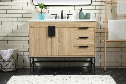 Elegant Furniture & Lighting - Eugene 42 inch Single bathroom vanity in mango wood with backsplash - VF48842MW-BS veiw 2
