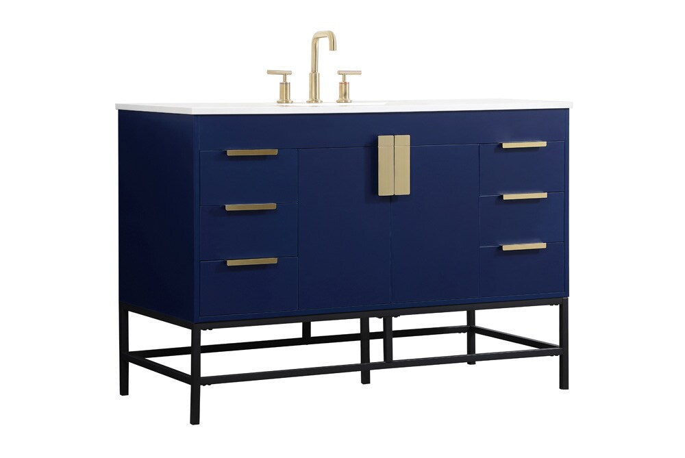 Elegant Furniture & Lighting - Eugene 48 inch Single bathroom vanity in blue - VF488W48MBL veiw 8