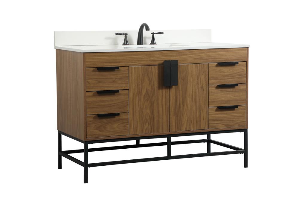 Elegant Furniture & Lighting - Eugene 48 inch Single bathroom vanity in walnut brown with backsplash - VF488W48WB-BS veiw 8