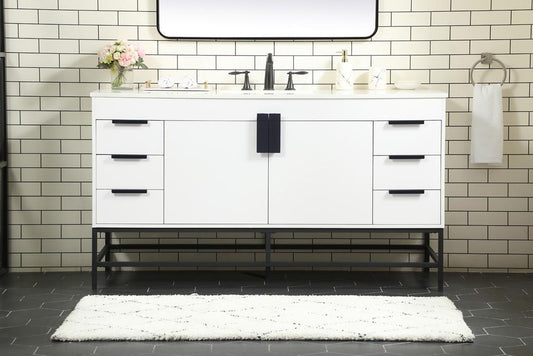 Elegant Furniture & Lighting - Eugene 60 inch Single bathroom vanity in white - VF48860MWH veiw 2