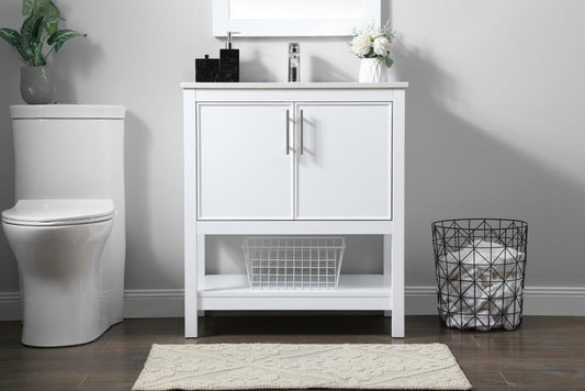 Elegant Furniture & Lighting - Everett 30 Inch SIngle Bathroom Vanity In White - VF26630WH veiw 2