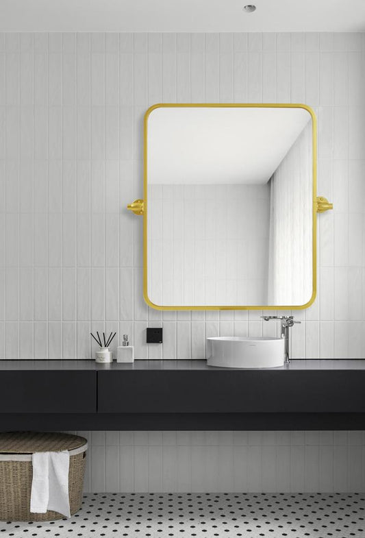 Elegant Furniture & Lighting - Everly Soft corner pivot mirror 20x24 inch in gold - MR6A2024GD veiw 2
