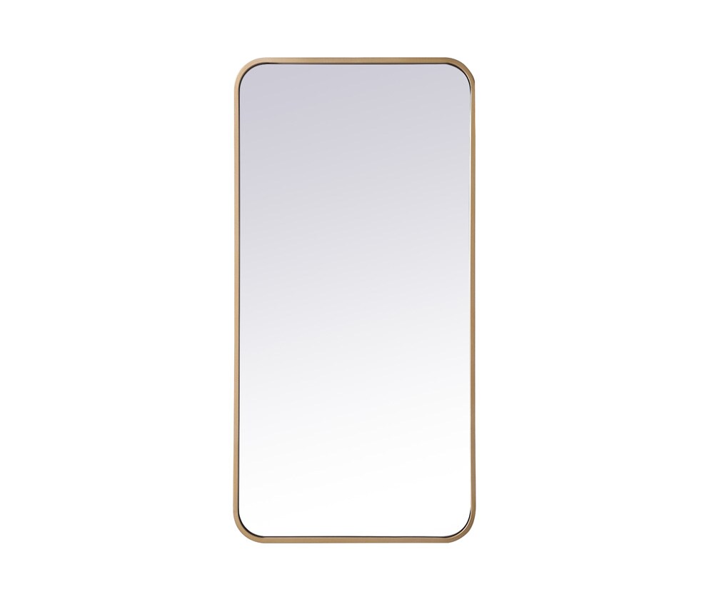 Elegant Furniture & Lighting - Evermore Soft corner metal rectangular mirror 18x36 inch in Brass - MR801836BR veiw 1