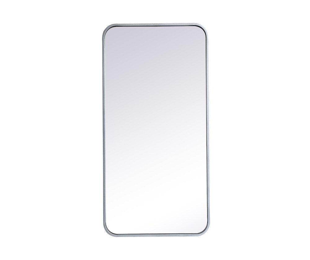 Elegant Furniture & Lighting - Evermore Soft corner metal rectangular mirror 18x36 inch in Silver - MR801836S veiw 1