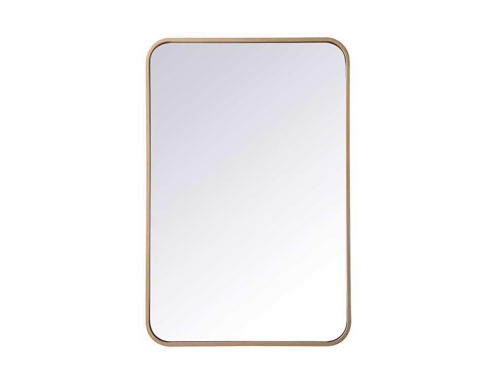 Elegant Furniture & Lighting - Evermore Soft corner metal rectangular mirror 20x30 inch in Brass - MR802030BR veiw 1