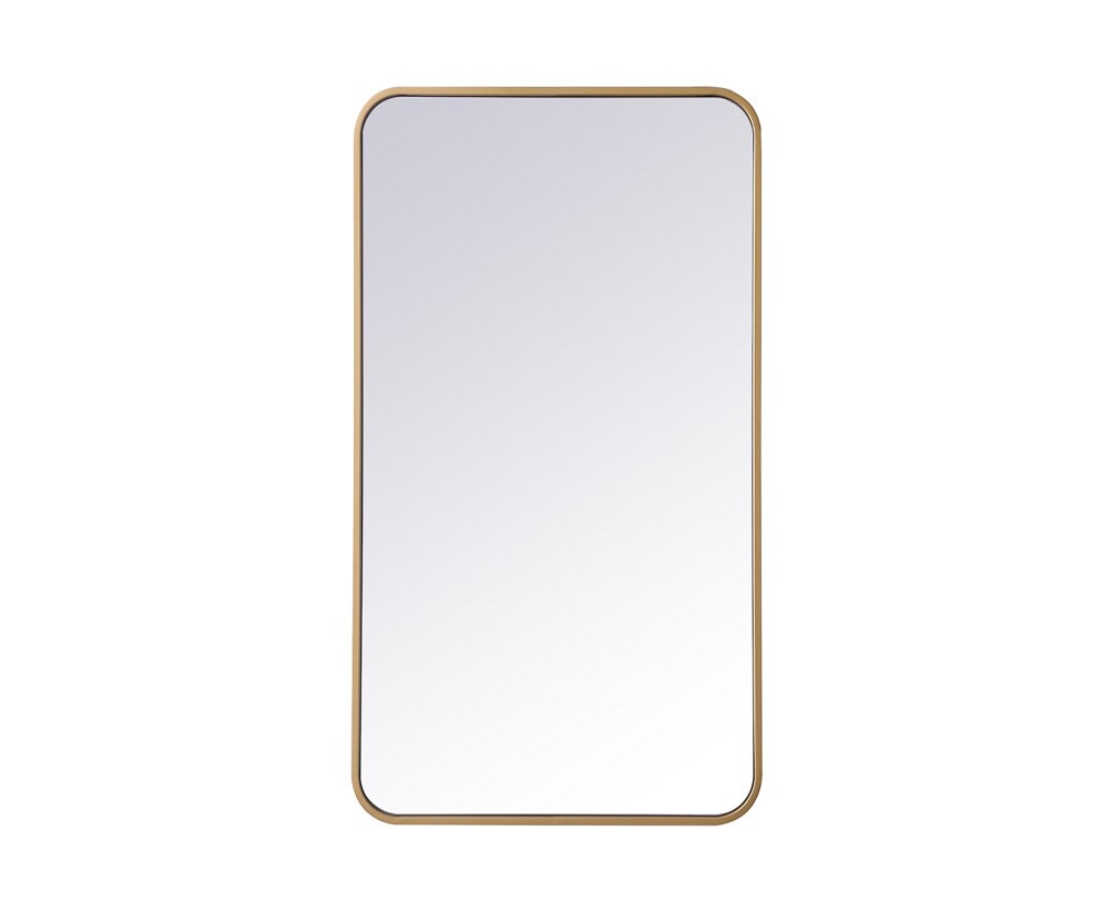 Elegant Furniture & Lighting - Evermore Soft corner metal rectangular mirror 20x36 inch in Brass - MR802036BR veiw 1