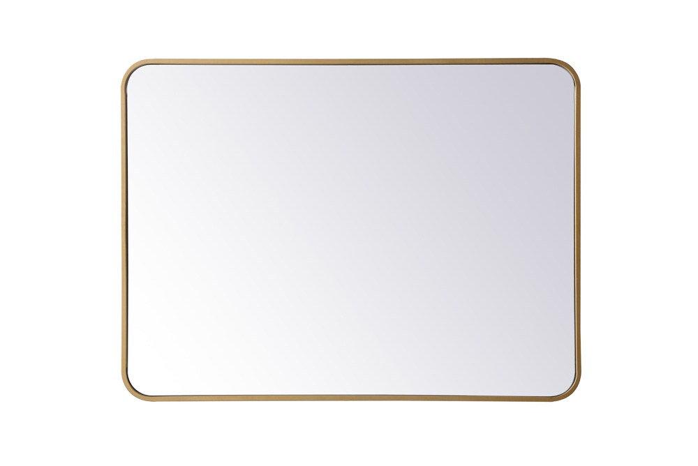 Elegant Furniture & Lighting - Evermore Soft corner metal rectangular mirror 27x36 inch in Brass - MR802736BR veiw 1