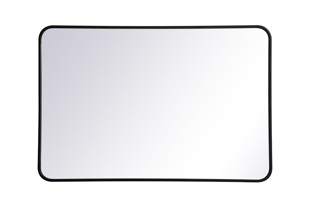 Elegant Furniture & Lighting - Evermore Soft corner metal rectangular mirror 27x40 inch in Black - MR802740BK veiw 1