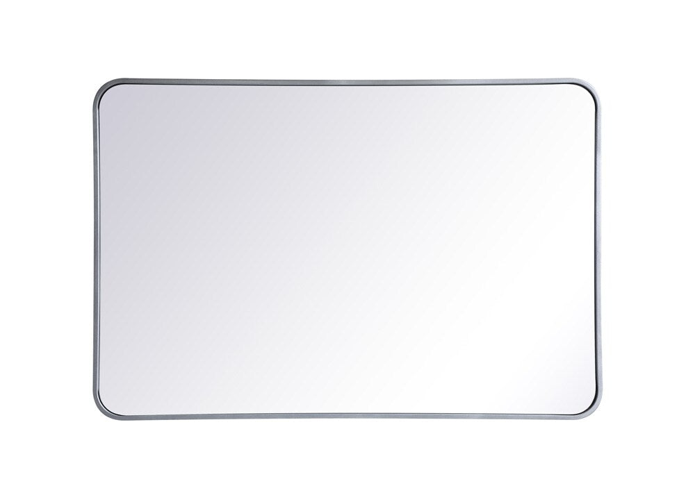 Elegant Furniture & Lighting - Evermore Soft corner metal rectangular mirror 27x40 inch in Silver - MR802740S veiw 1