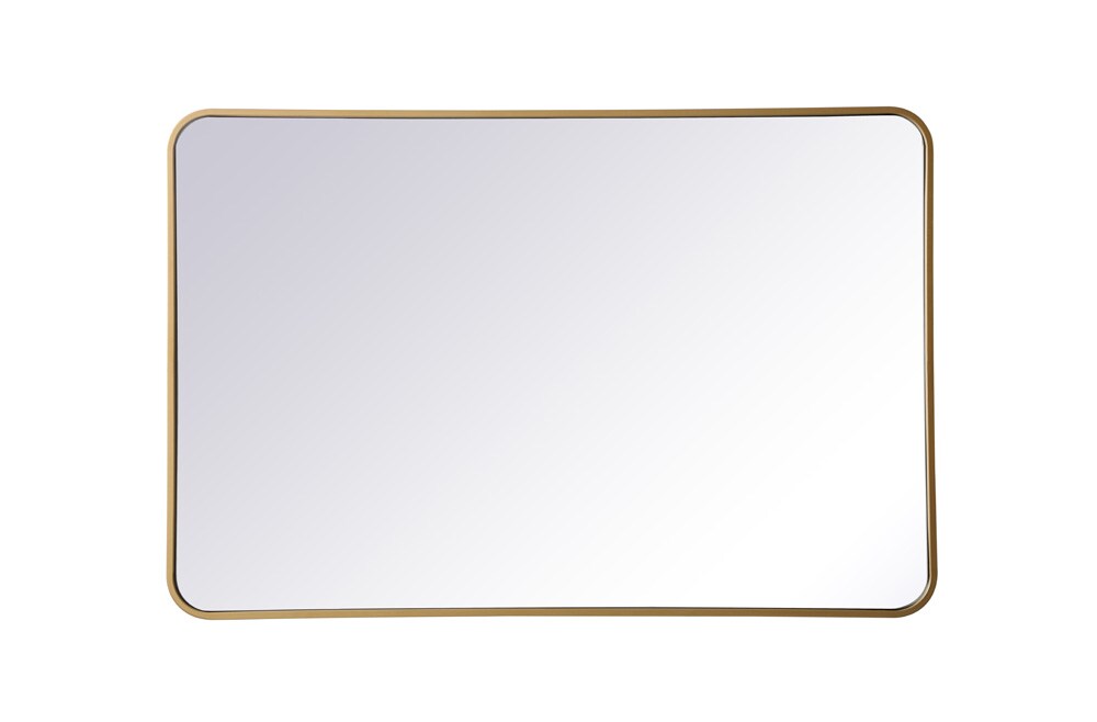 Elegant Furniture & Lighting - Evermore Soft corner metal rectangular mirror 28x42 inch in Brass - MR802842BR veiw 1