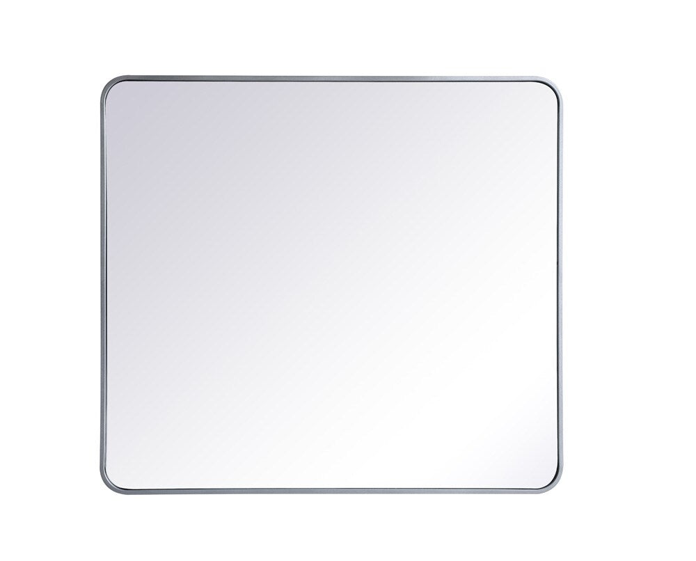 Elegant Furniture & Lighting - Evermore Soft corner metal rectangular mirror 36x40 inch in Silver - MR803640S veiw 1