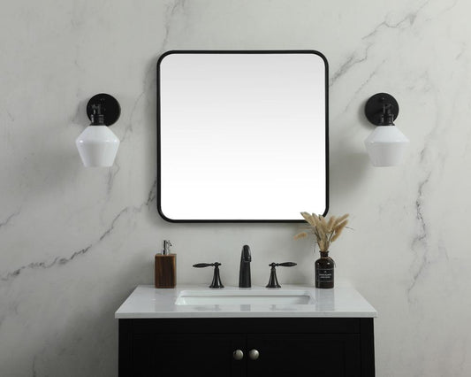 Elegant Furniture & Lighting - Evermore Soft corner metal square mirror 24x24 inch in Black - MR802424BK veiw 2