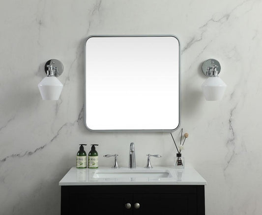 Elegant Furniture & Lighting - Evermore Soft corner metal square mirror 24x24 inch in Silver - MR802424S veiw 2