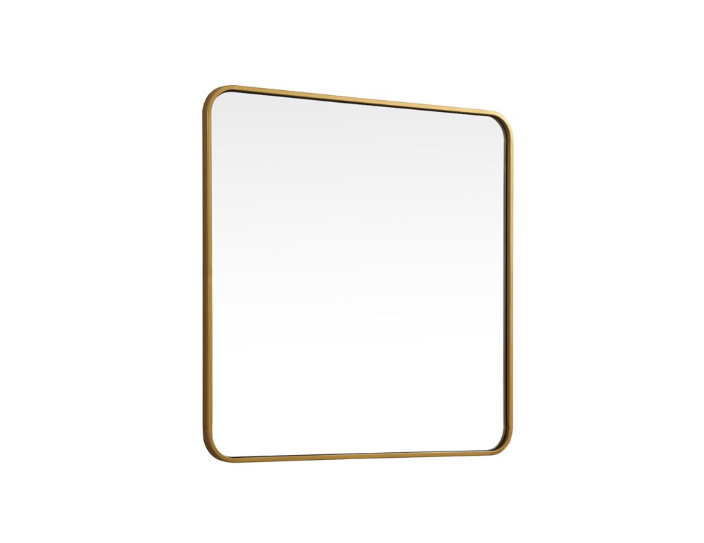 Elegant Furniture & Lighting - Evermore Soft corner metal square mirror 30x30 inch in Brass - MR803030BR veiw 8