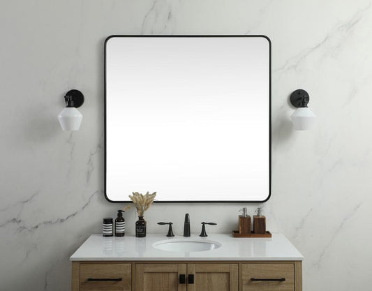 Elegant Furniture & Lighting - Evermore Soft corner metal square mirror 42x42 inch in Black - MR804242BK veiw 2