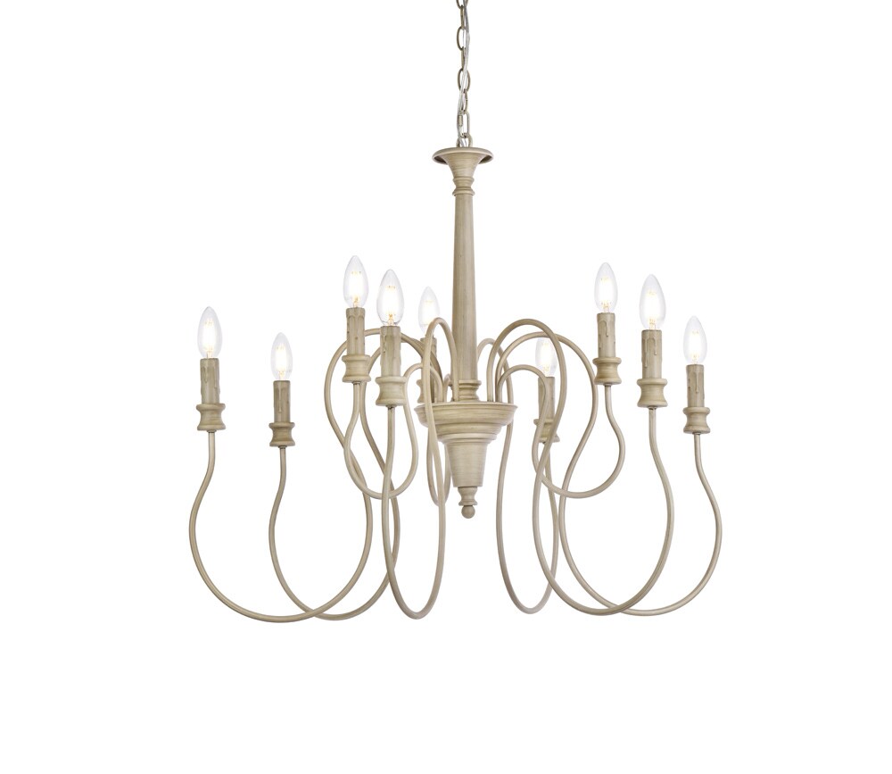 Elegant Furniture & Lighting - Flynx 9 lights pendant in weathered dove - LD7045D30WD veiw 1