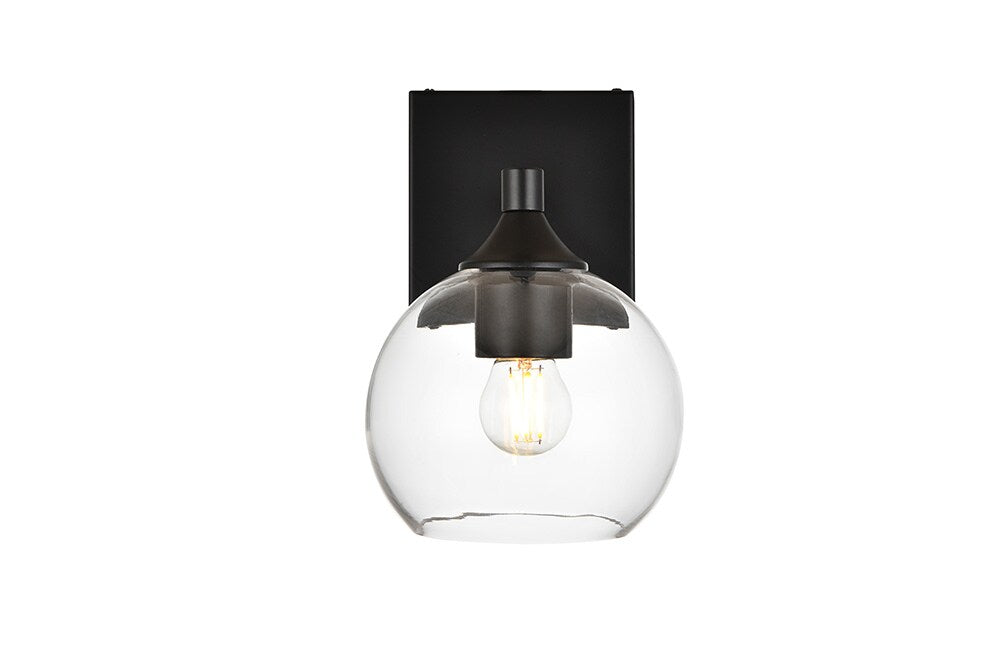 Elegant Furniture & Lighting - Foster 1 light Black and Clear Bath Sconce - LD7308W6BLK veiw 1