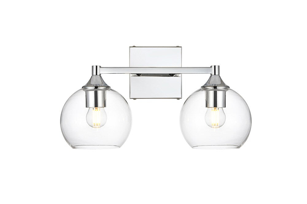 Elegant Furniture & Lighting - Foster 2 light Chrome and Clear Bath Sconce - LD7308W16CH veiw 1