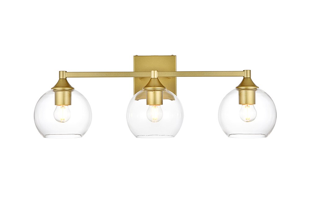 Elegant Furniture & Lighting - Foster 3 light Brass and Clear Bath Sconce - LD7308W25BRA veiw 1